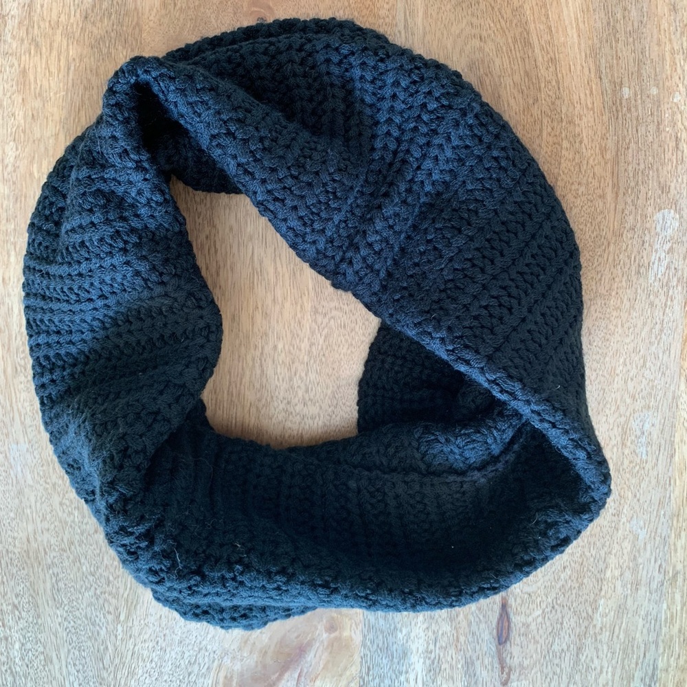 Dark navy blue knit infinity scarf